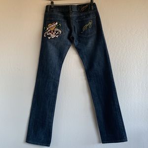 Vtg Ed Hardy by Christian Audigier Low Rise Love Kills Slowly jeans ; size 28